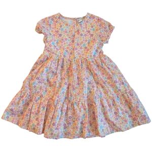 Topolino Girls' Tiered Floral Dress in Pink and Yellow Size 110 4-5
